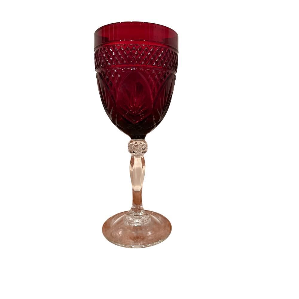 Crystal D’Arques-Durand Antique Ruby Red Water Wine Glass Water Goblet